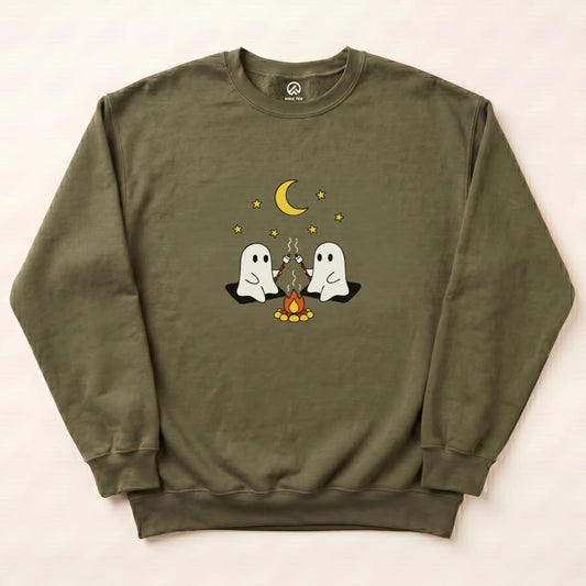 Camping Ghosts Sweatshirt Hike Tee Sweatshirt Military Green / S