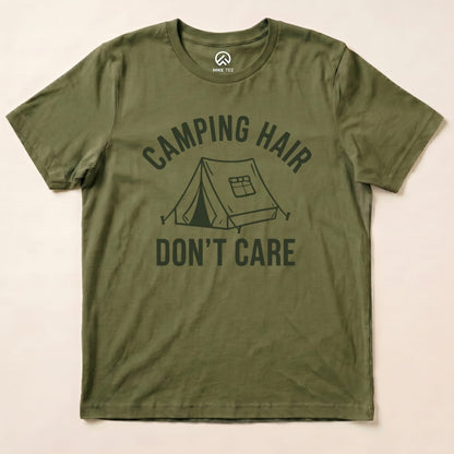 Camping Hair I don't Care Shirt Hike Tee T-Shirt Heather Green / S