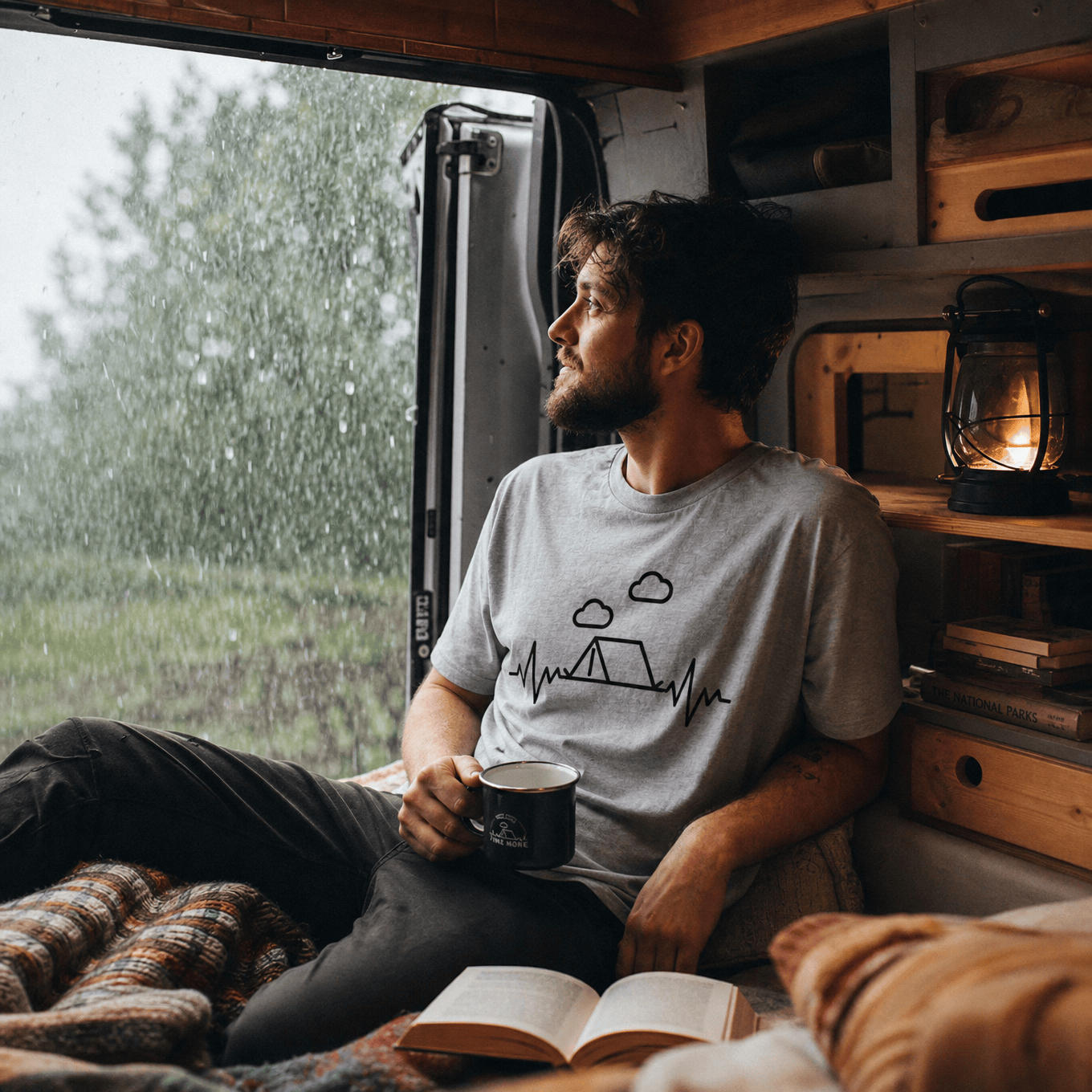 Camping Heart Rate Shirt Hike Tee T-Shirt