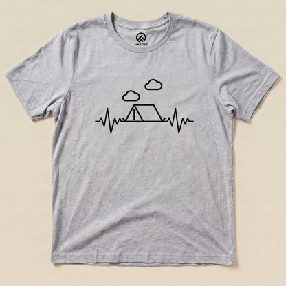 Camping Heart Rate Shirt Hike Tee T-Shirt Athletic Heather / S