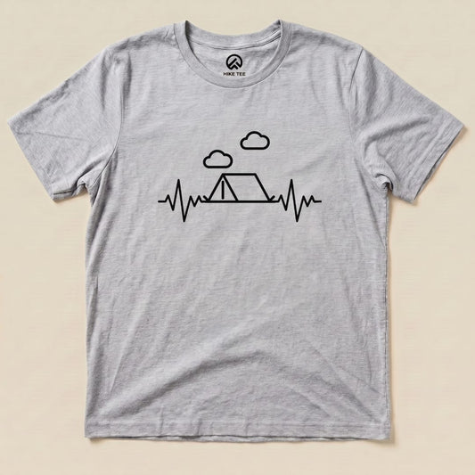 Camping Heart Rate Shirt Hike Tee T-Shirt Athletic Heather / S