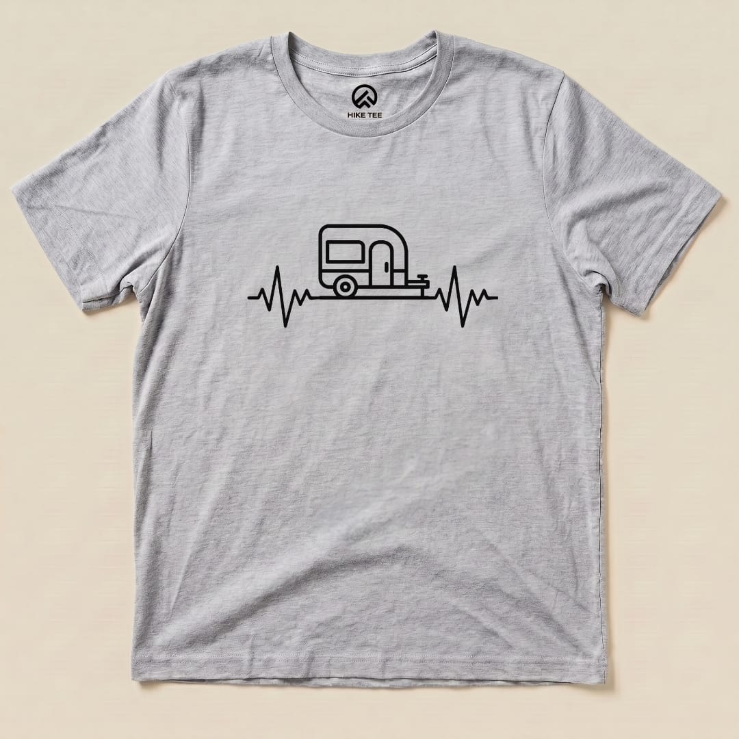 Camping Heart Rate Shirt Hike Tee T-Shirt Athletic Heather / S