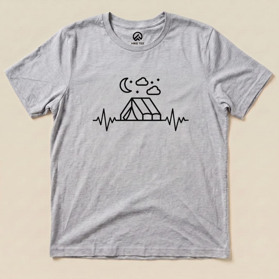Camping Heart Rate Shirt Hike Tee T-Shirt Athletic Heather / S