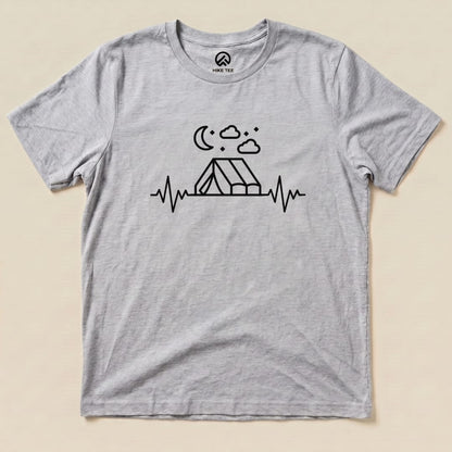 Camping Heart Rate Shirt Hike Tee T-Shirt Athletic Heather / S