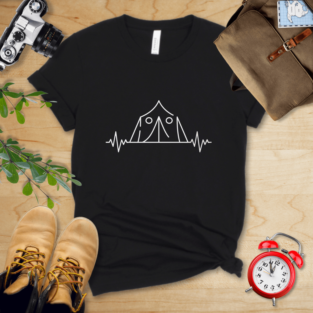 Printify T-Shirt Black / S Camping Heart Rate Shirt