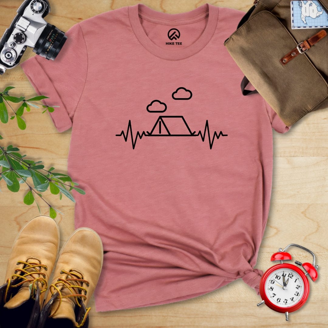 Hike Tee T-Shirt Heather Mauve / S Camping Heart Rate Shirt