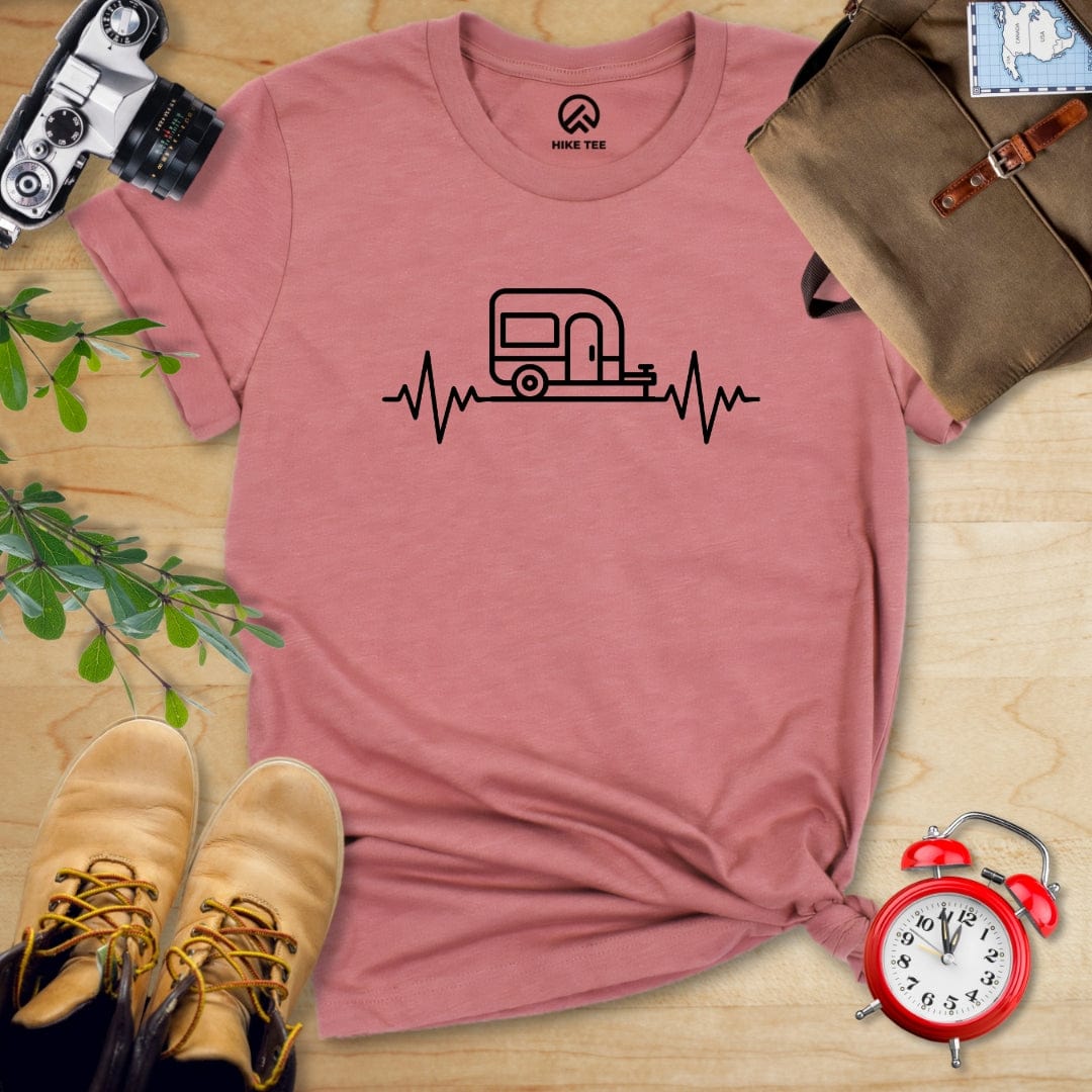 Hike Tee T-Shirt Heather Mauve / S Camping Heart Rate Shirt