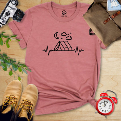 Hike Tee T-Shirt Heather Mauve / S Camping Heart Rate Shirt