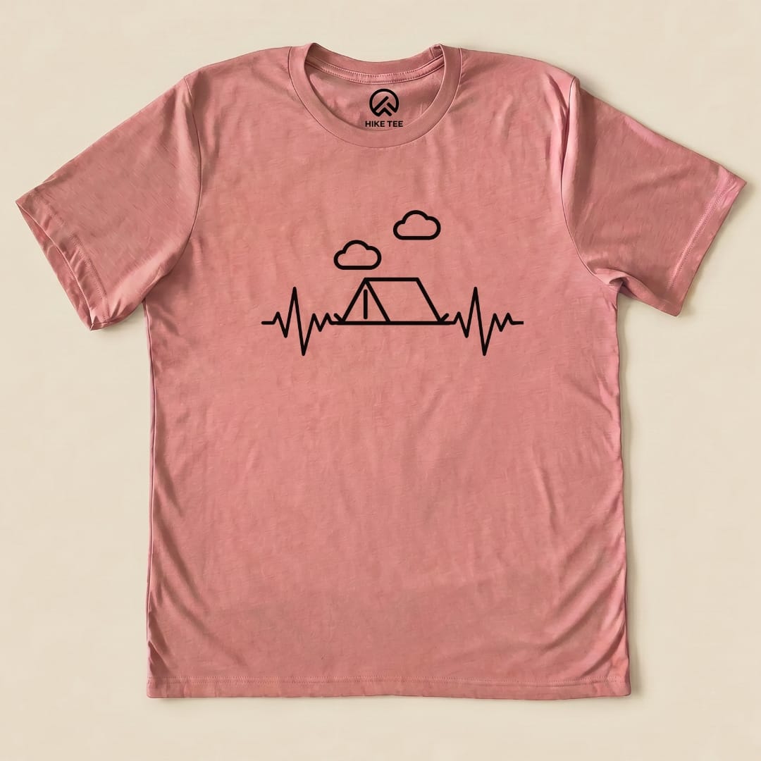 Camping Heart Rate Shirt Hike Tee T-Shirt Heather Mauve / S