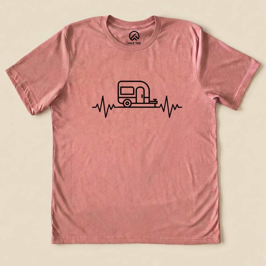Camping Heart Rate Shirt Hike Tee T-Shirt Heather Mauve / S