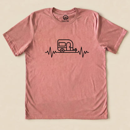 Camping Heart Rate Shirt Hike Tee T-Shirt Heather Mauve / S