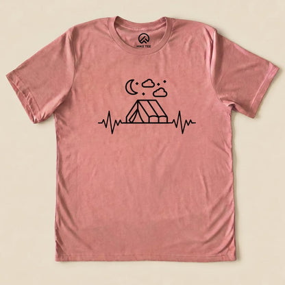 Camping Heart Rate Shirt Hike Tee T-Shirt Heather Mauve / S