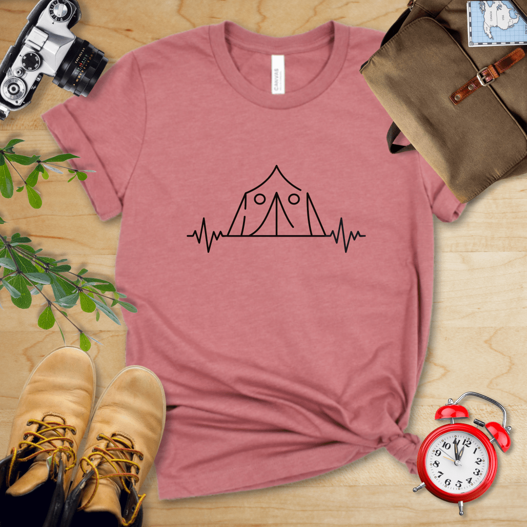 Printify T-Shirt Heather Mauve / S Camping Heart Rate Shirt