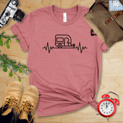 Printify T-Shirt Heather Mauve / S Camping Heart Rate Shirt