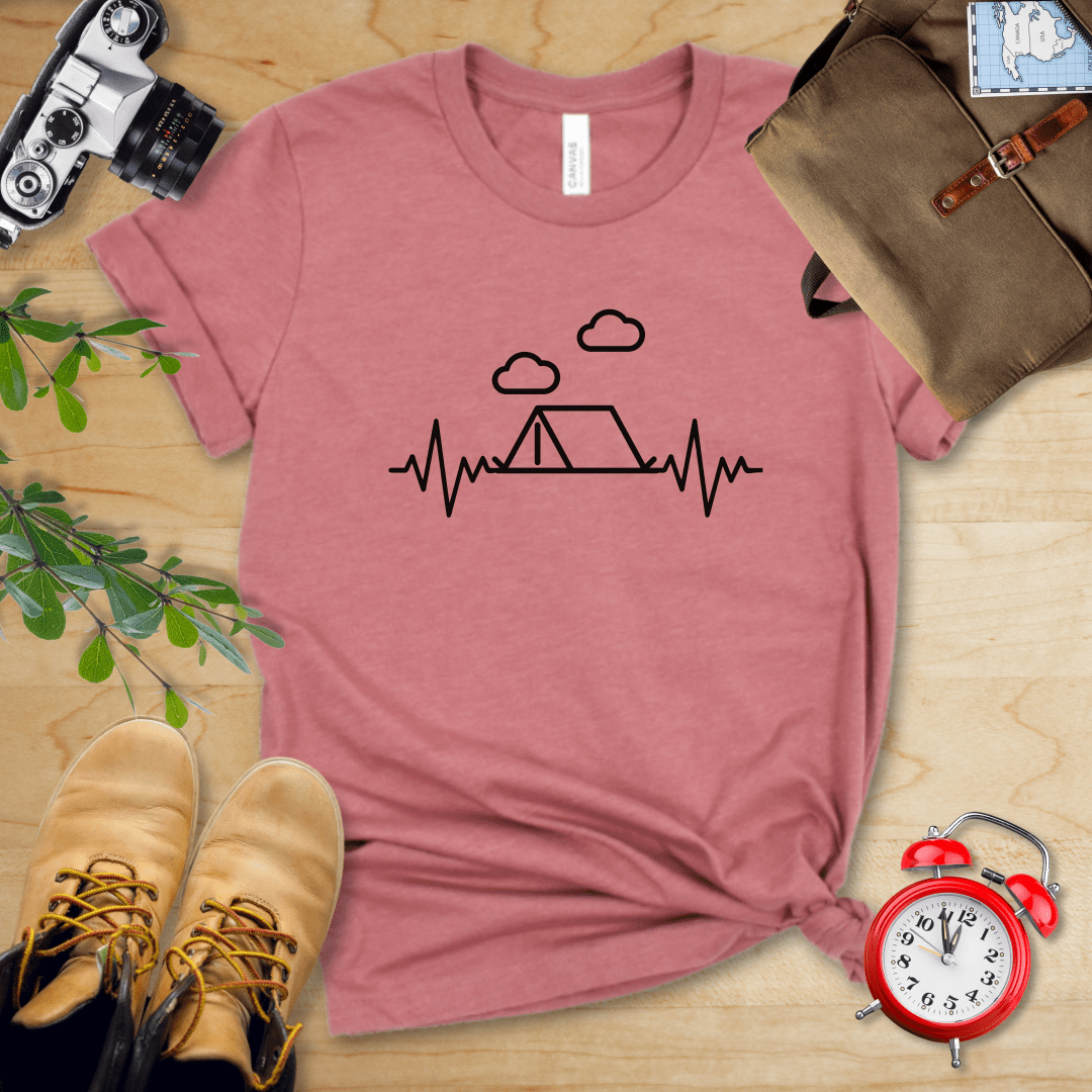 Printify T-Shirt Heather Mauve / S Camping Heart Rate Shirt