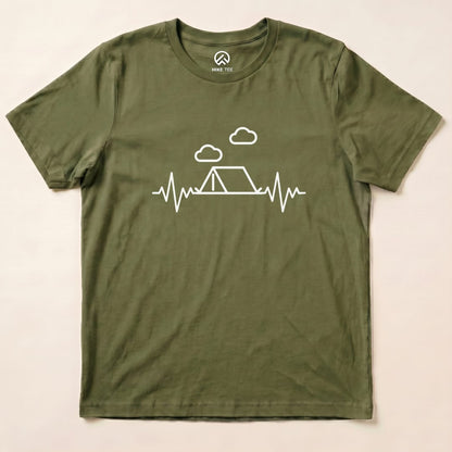 Camping Heart Rate Shirt Hike Tee T-Shirt Military Green / S