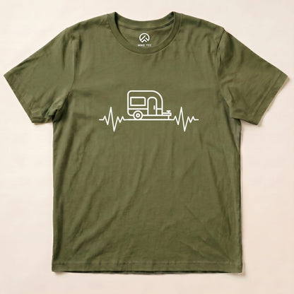 Camping Heart Rate Shirt Hike Tee T-Shirt Military Green / S
