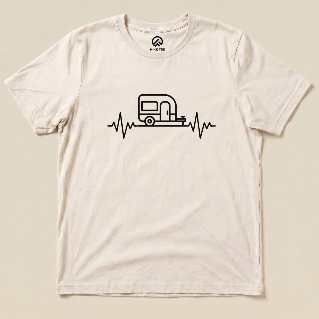 Camping Heart Rate Shirt Hike Tee T-Shirt Natural / S