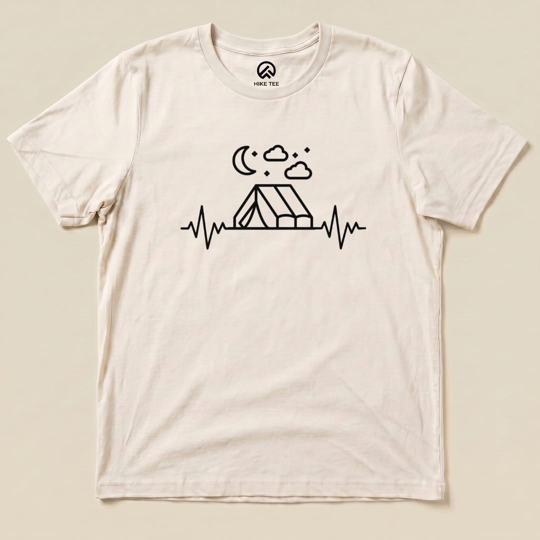 Camping Heart Rate Shirt Hike Tee T-Shirt Natural / S
