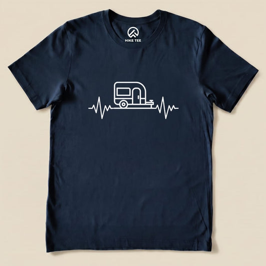 Camping Heart Rate Shirt Hike Tee T-Shirt Navy / S