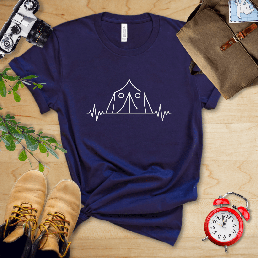 Printify T-Shirt Navy / S Camping Heart Rate Shirt