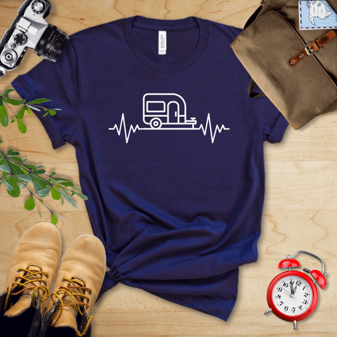 Printify T-Shirt Navy / S Camping Heart Rate Shirt