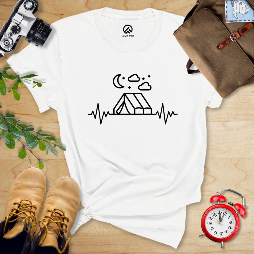 Hike Tee T-Shirt White / S Camping Heart Rate Shirt