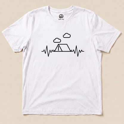 Camping Heart Rate Shirt Hike Tee T-Shirt White / S