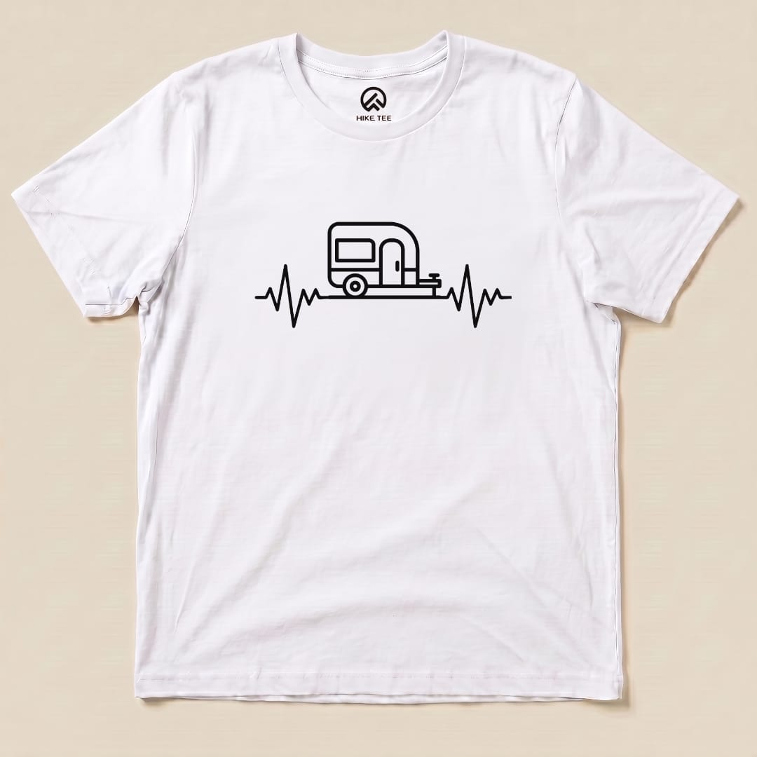 Camping Heart Rate Shirt Hike Tee T-Shirt White / S