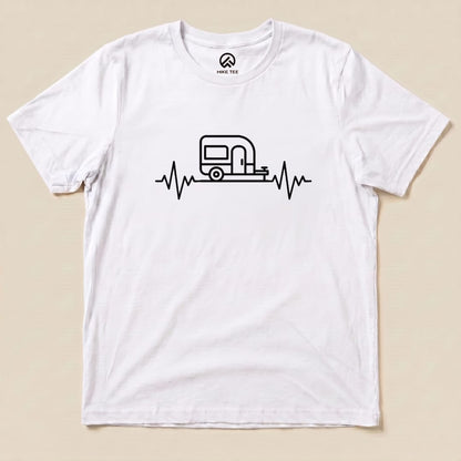 Camping Heart Rate Shirt Hike Tee T-Shirt White / S