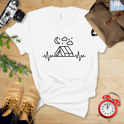 Printify T-Shirt White / S Camping Heart Rate Shirt