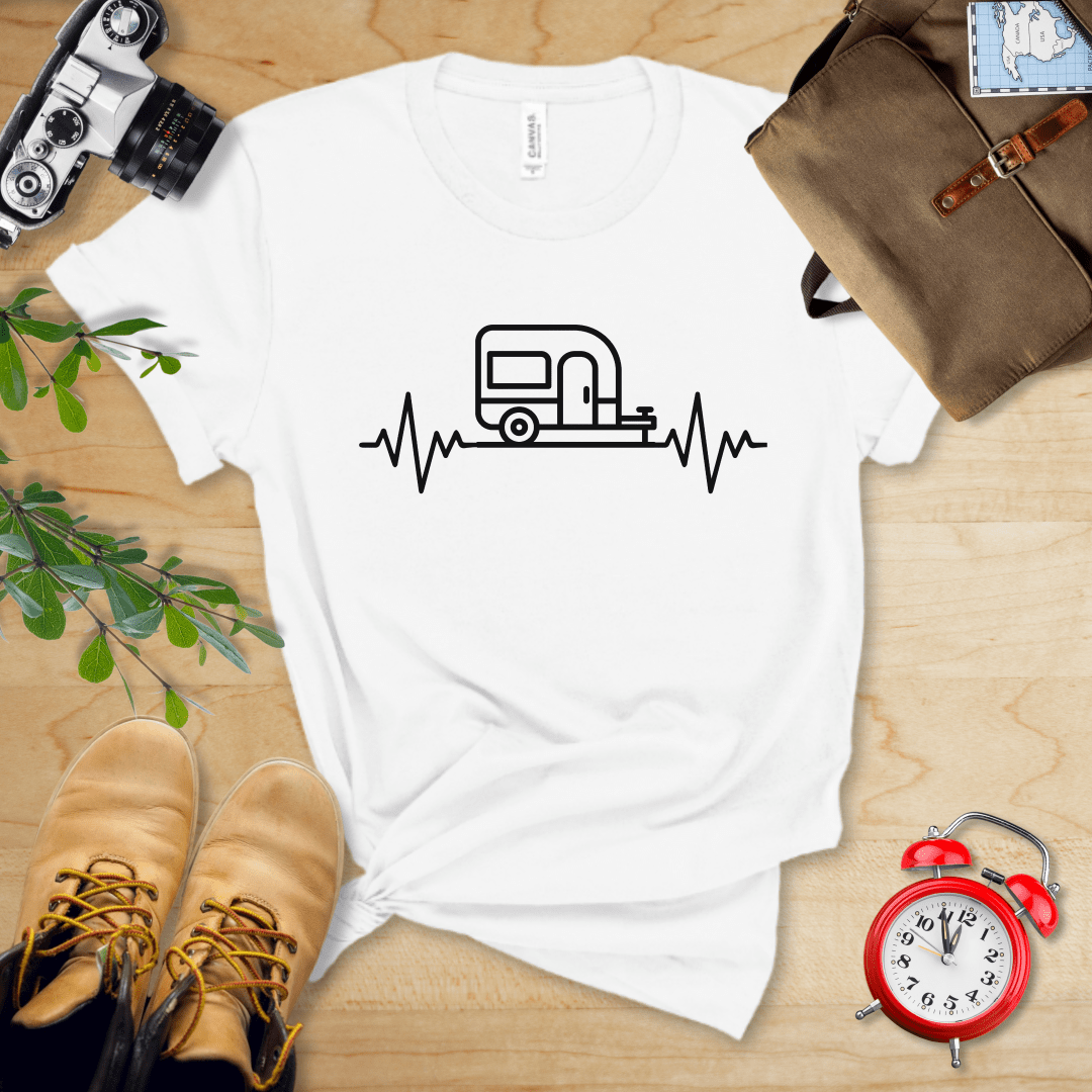 Printify T-Shirt White / S Camping Heart Rate Shirt