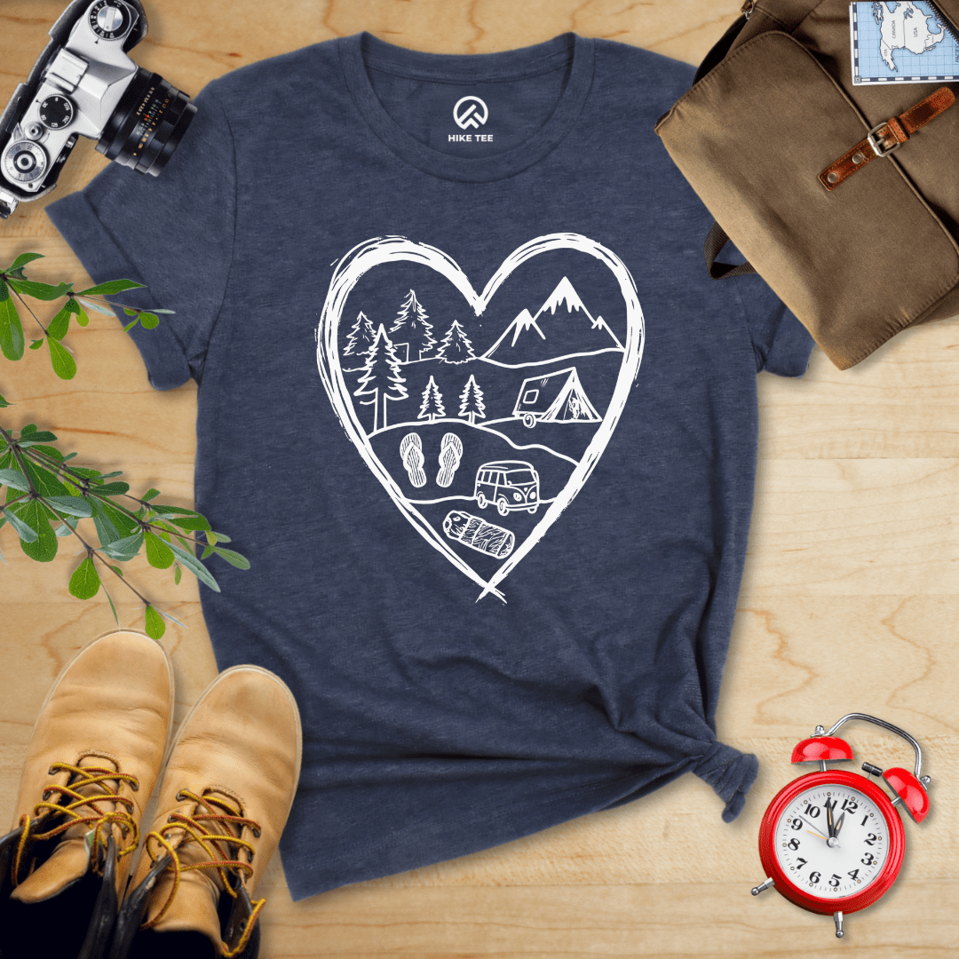 Hike Tee T-Shirt Camping Heart Shirt