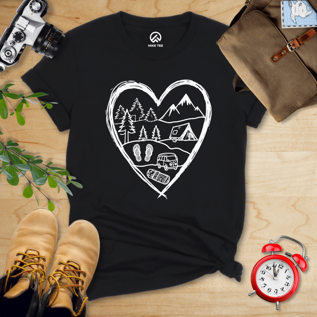 Hike Tee T-Shirt Black / S Camping Heart Shirt