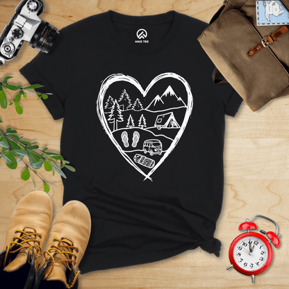 Hike Tee T-Shirt Black / S Camping Heart Shirt