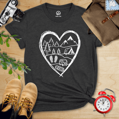 Hike Tee T-Shirt Dark Grey Heather / S Camping Heart Shirt