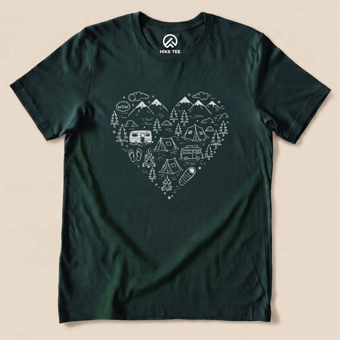 Camping Heart Shirt Hike Tee T-Shirt Forest / S