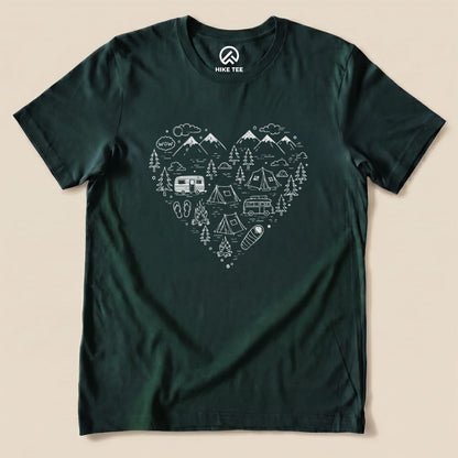 Camping Heart Shirt Hike Tee T-Shirt Forest / S