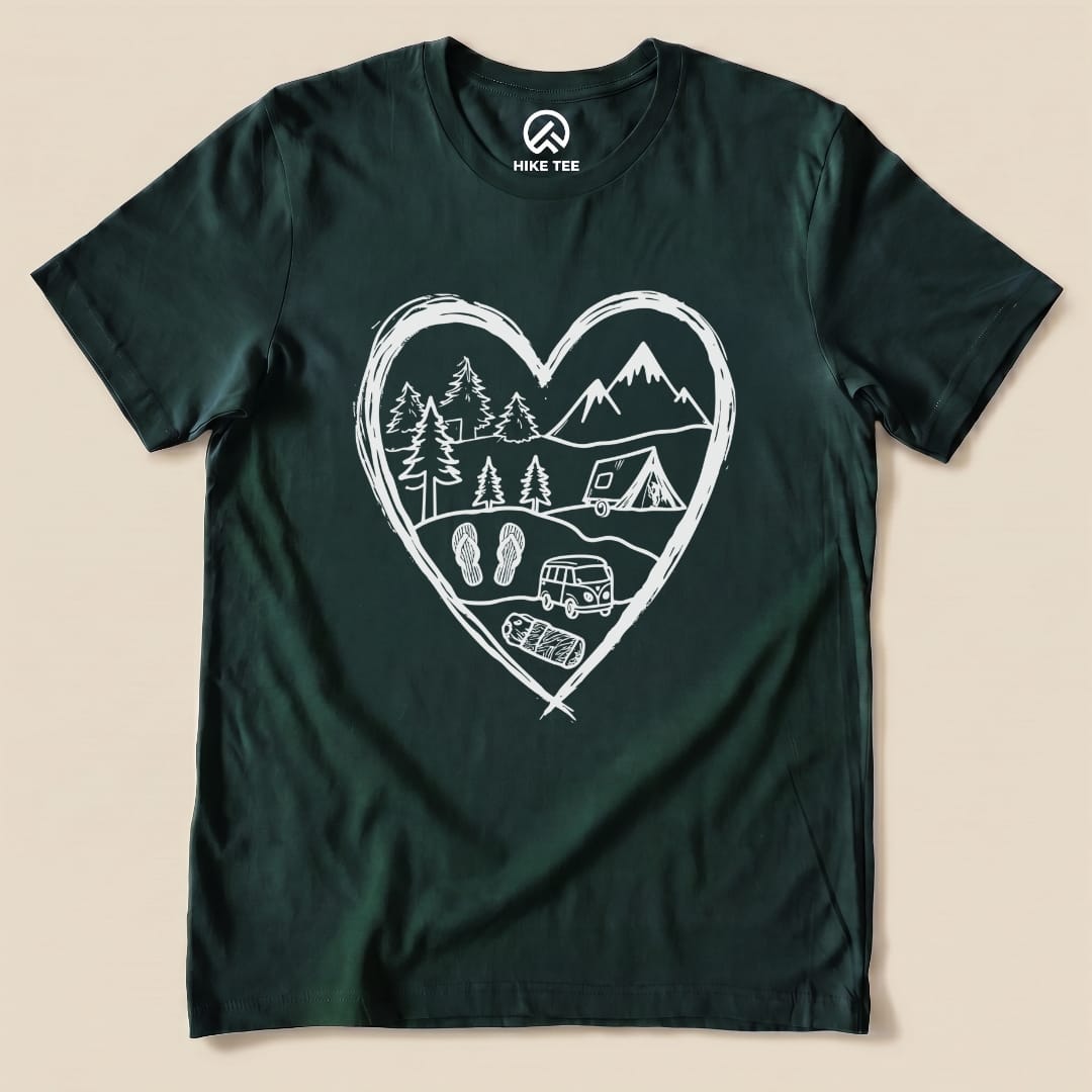 Camping Heart Shirt Hike Tee T-Shirt Forest / S