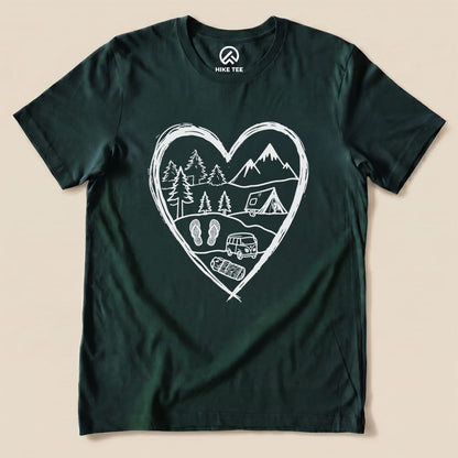 Camping Heart Shirt Hike Tee T-Shirt Forest / S
