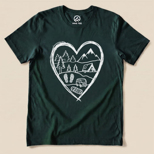 Camping Heart Shirt Hike Tee T-Shirt Forest / S