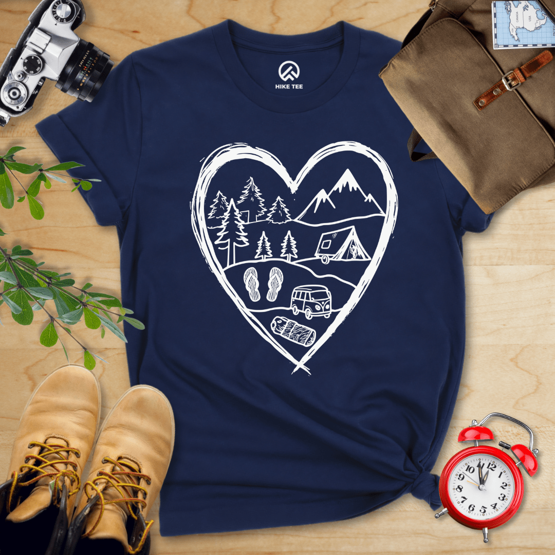 Hike Tee T-Shirt Navy / S Camping Heart Shirt