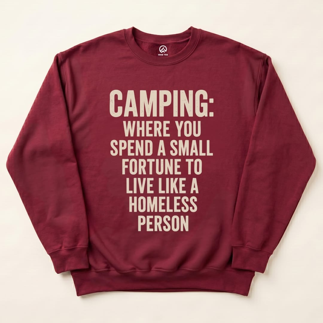 Camping Homeless Sweatshirt in Maroon