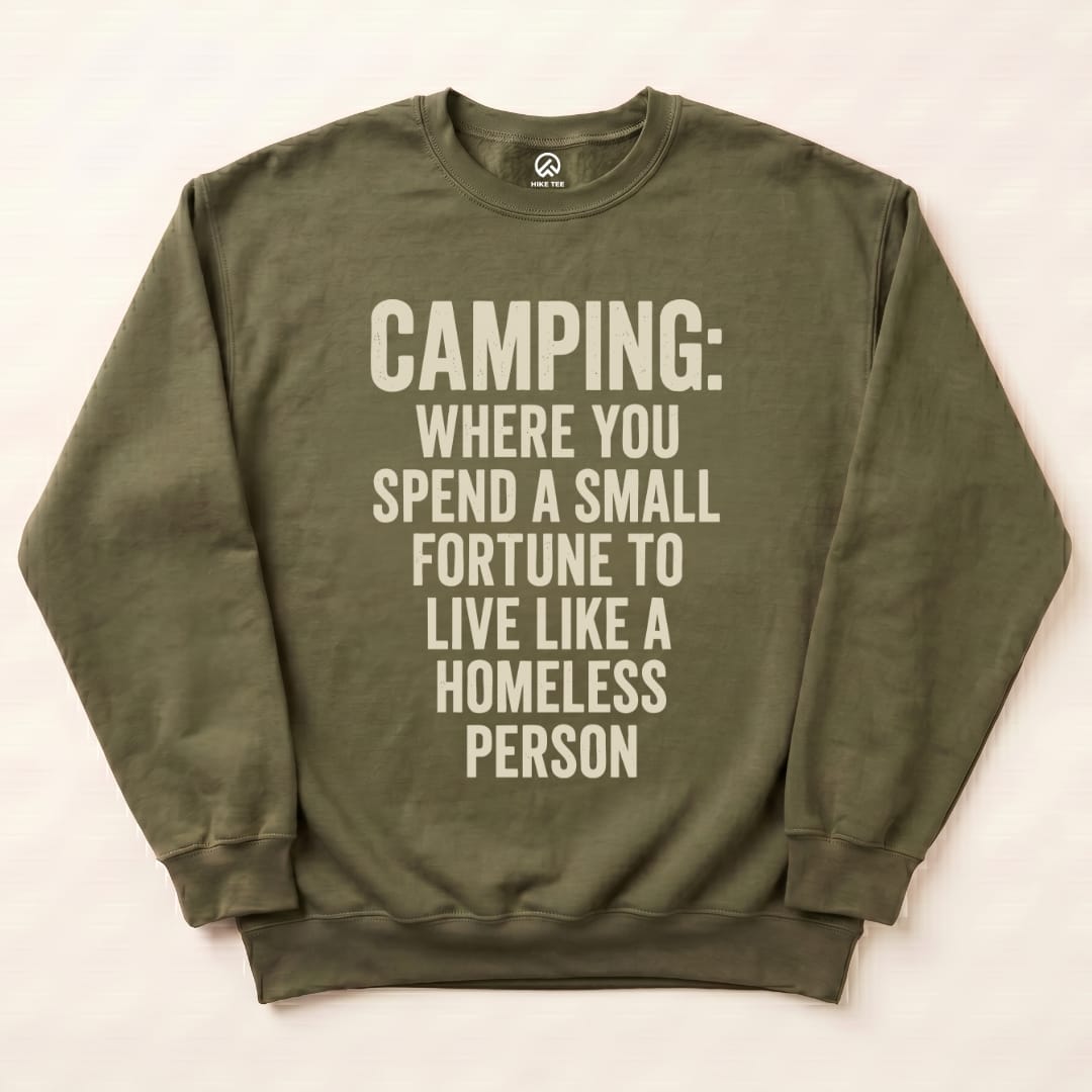 Camping Homeless Sweatshirt in Military Green
