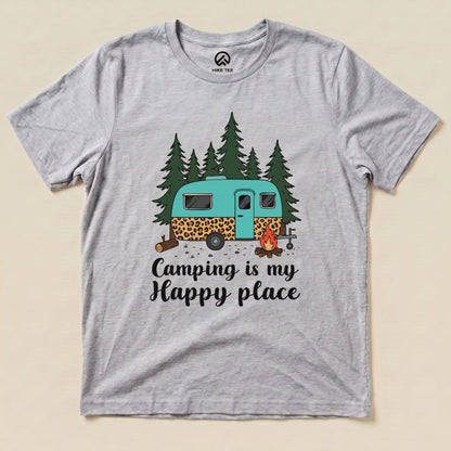 Camping is my Happy Place Shirt Hike Tee T-Shirt Athletic Heather / S