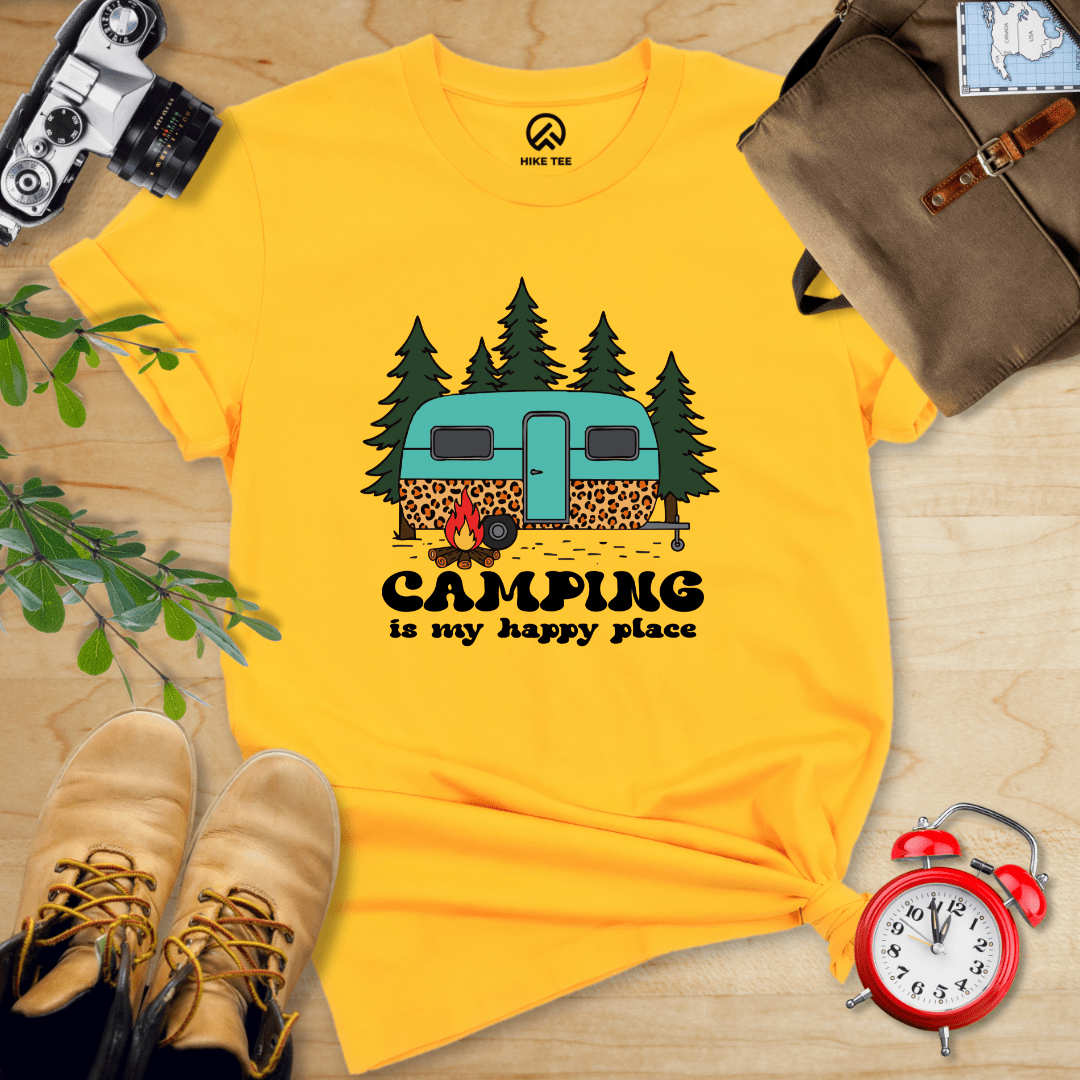 Hike Tee T-Shirt Gold / S Camping is My Happy Place Shirt