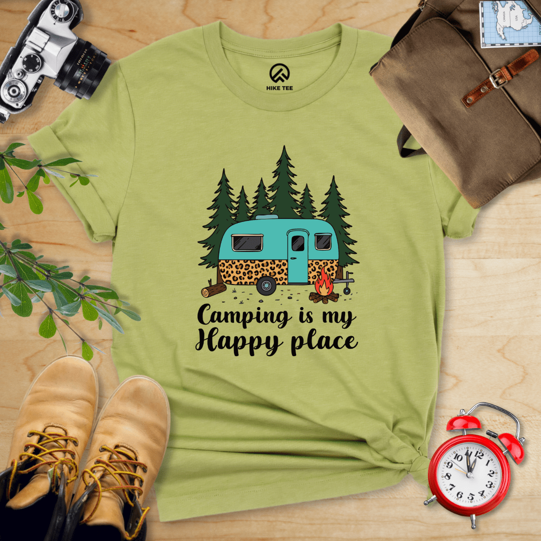 Hike Tee T-Shirt Heather Green / S Camping is my Happy Place Shirt