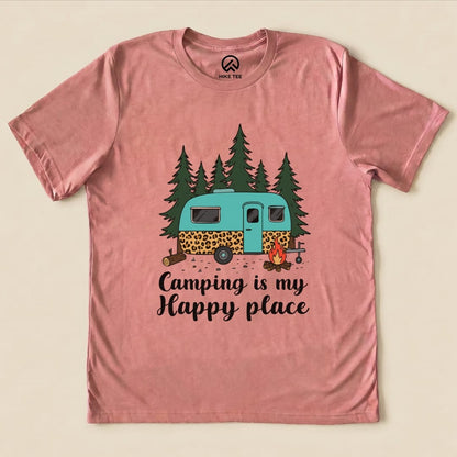 Camping is my Happy Place Shirt Hike Tee T-Shirt Heather Mauve / S
