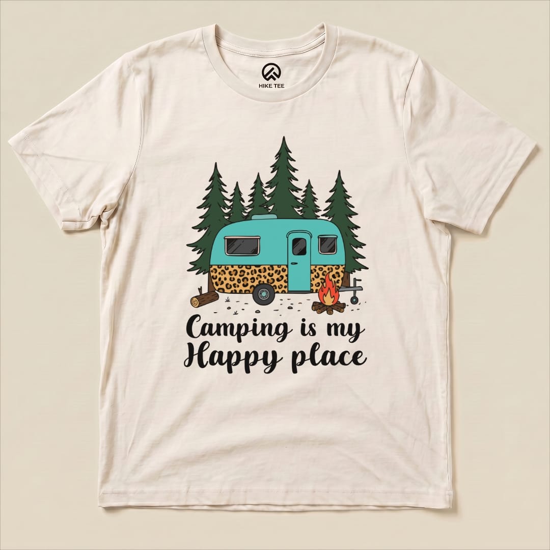 Camping is my Happy Place Shirt Hike Tee T-Shirt Natural / S