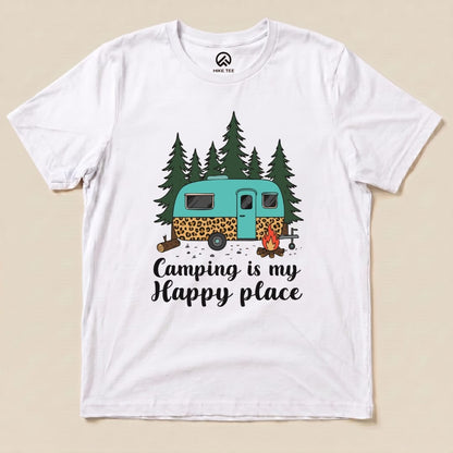 Camping is my Happy Place Shirt Hike Tee T-Shirt White / S